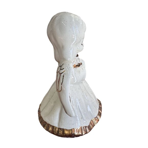 Vintage Ceramic White Praying Angel With Gold Trim Throughout GC - Picture 4 of 6